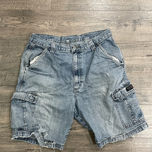 Men's Blue Denim Cargo Shorts - Picture 1 of 4